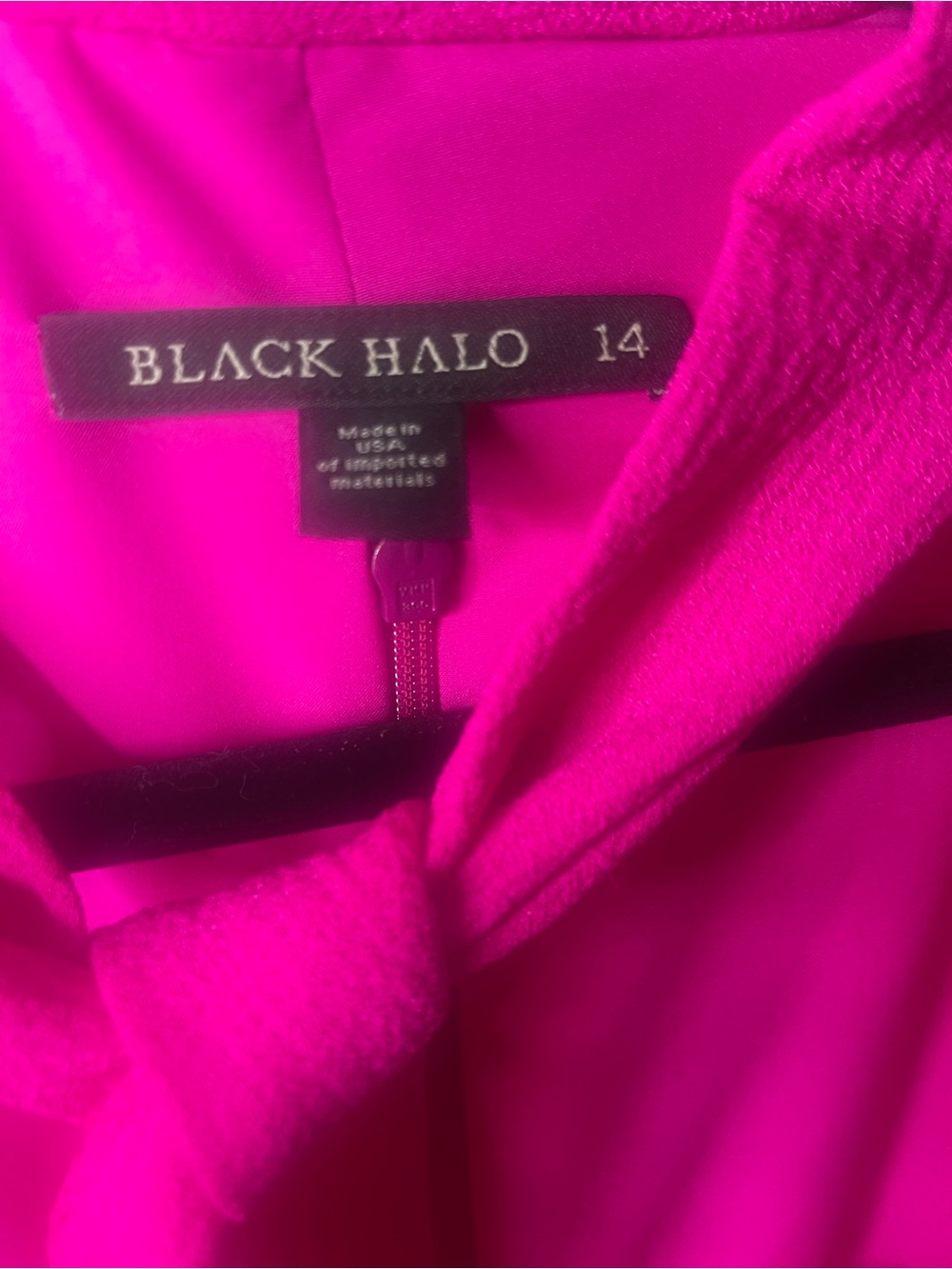 Black Halo ✨ Coralia A-line Dress| Prominent Tie-neck Detail| Vibrant Pink - Picture 2 of 14